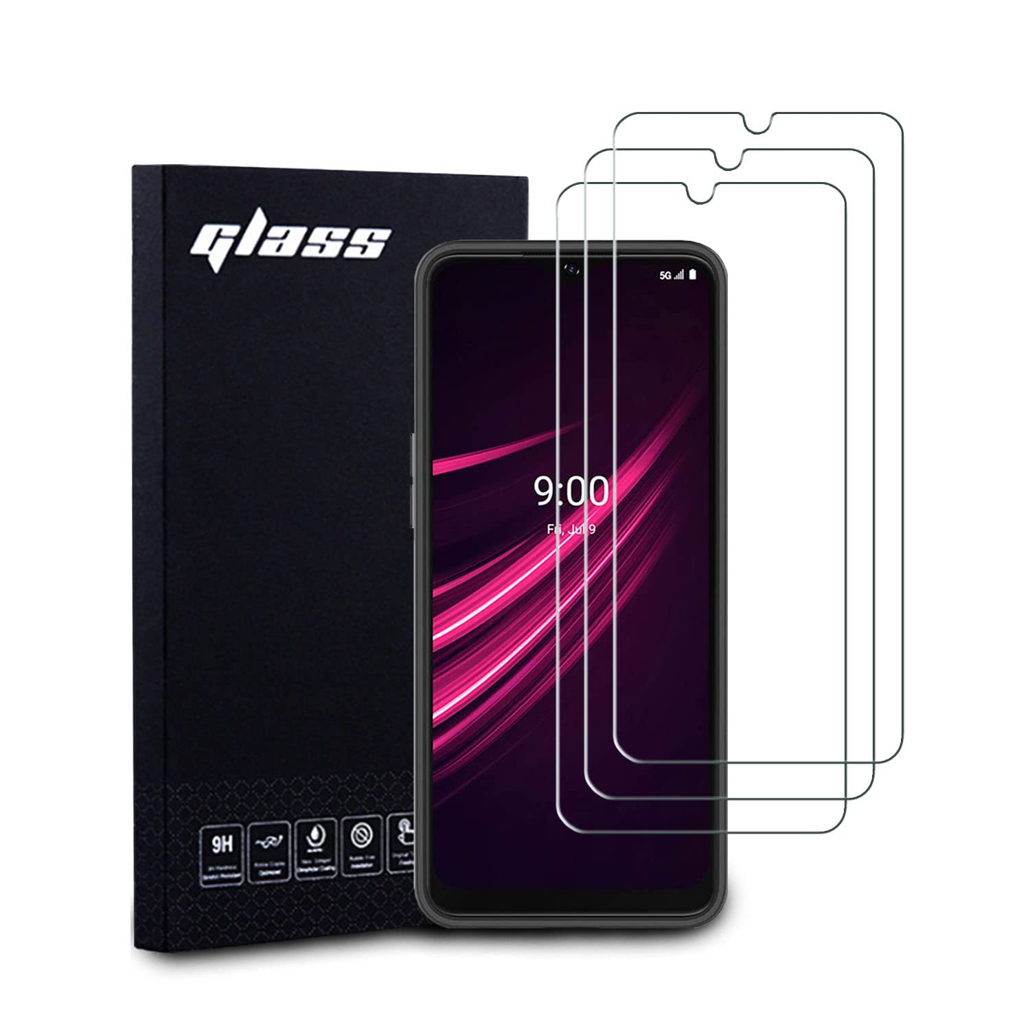 Douglass T Mobile Revvl V+ 5G Screen Protectors (3 Pack), 9H Tempered Glass Film For T Mobile Revvl V Plus 5G Anti Scratch Anti